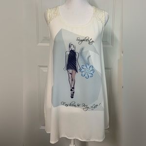 Tricotto Short Sleeve Ivory Blouse Sz M
